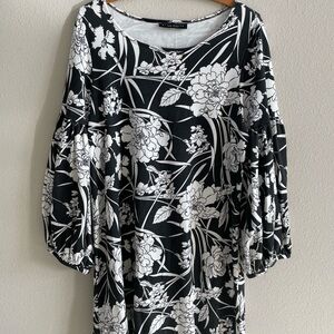 NWT, Bryn Walker, Black & White, 3/4 Lantern Sleeve Dress, Size Medium M